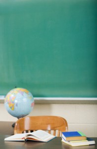 Teacher's desk in classroom